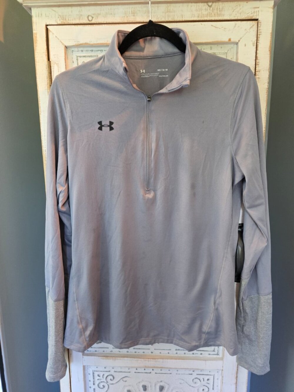 Under Armour Women's Locker 1/2 Zip Heatgear Pullover Size M - Color Med Gray